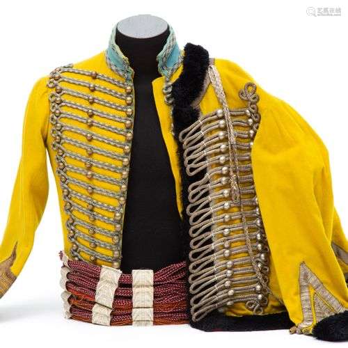 A copy of yellow pelisse and dolman and red sash for hussar,...
