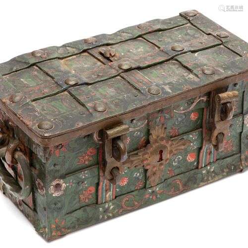 A German polychrome painted Armada chest