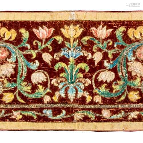 A North European embroidered silk altar cloth fragment