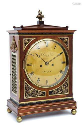 A Scottish brass-mounted mahogany table clock