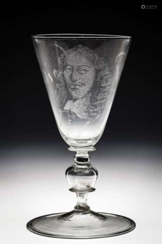 A Dutch diamond engraved Johan de Witt portrait glass