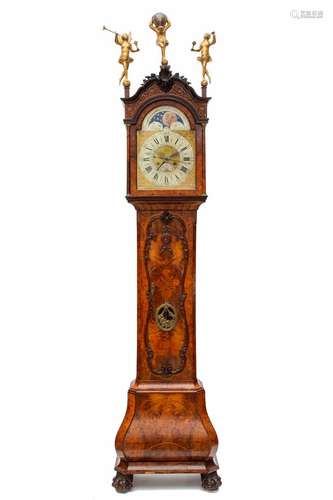 A Dutch burr-walnut longcase clock