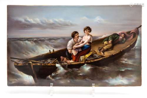 A KPM porcelain plaque with a romantic scene