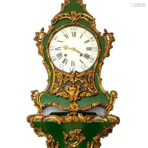 A Swiss ormolu and green painted 'Neuchâteloise' bracket clo...