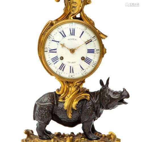 A French ormolu and patinated bronze mantle clock, 'pendule ...