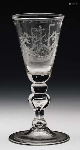 A Dutch engraved Ship glass