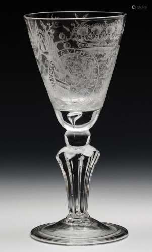 A diamond engraved crystal goblet, Stadtholder Willem IV & A...