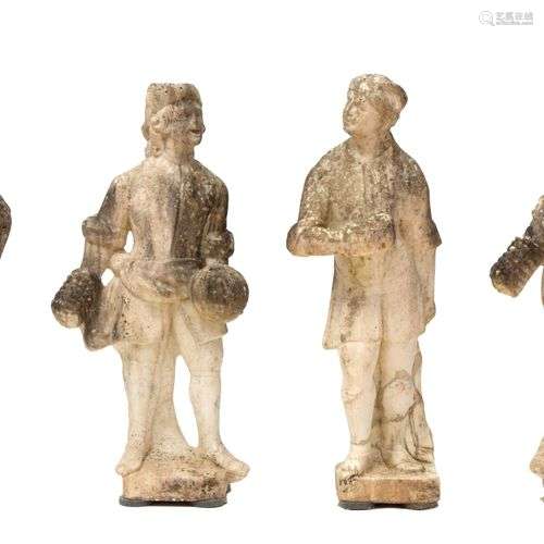 A set of four Italian white marble sculptures of 'Pallonisti...