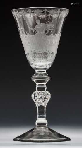 A Dutch engraved Vivat Flora goblet