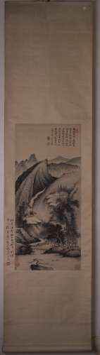 A CHINESE SCROLL PAINTING OF LANDSCAPE, SHITAO MARK
