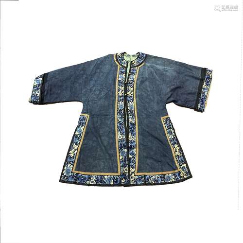 A CHINESE SILK BLUE ROBE