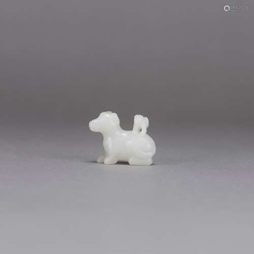 A WHITE JADE 'HORSE AND MONKEY' CARVING