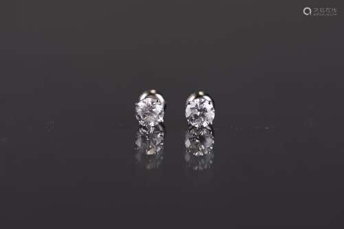 2.07CTW DIAMOND SOLITAIRE EARRINGS, WITH AIG CERTIFIED