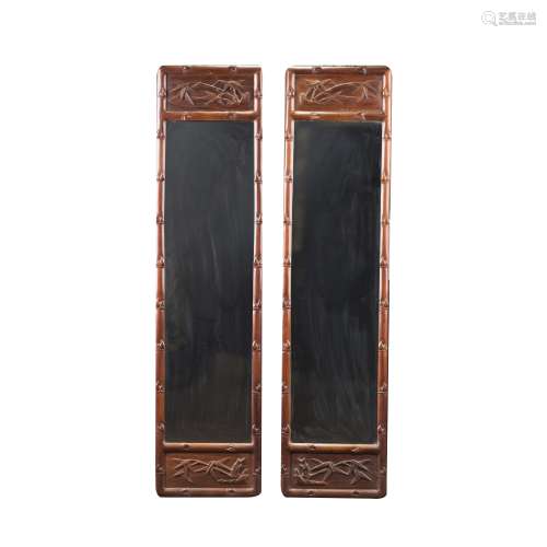 A PAIR OF ROSEWOOD FRAMED MIRRORS