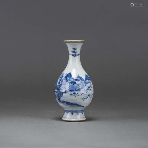 A BLUE AND WHITE 'LANSCAPE' VASE