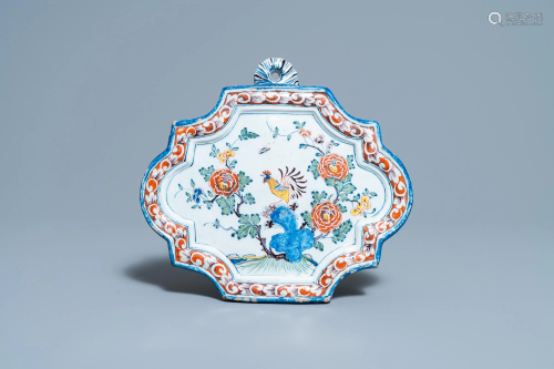 A polychrome Dutch Delft 'rooster' plaque, dated 1763