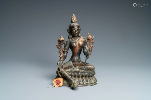 A Sino-Tibetan gilt copper alloy figure of Tara, 19th