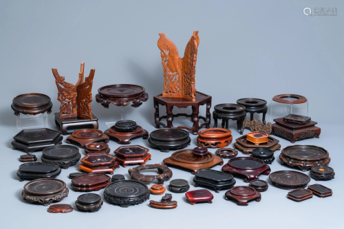 A varied collection of ca. 50 Chinese carved wooden