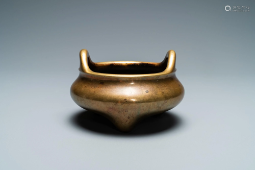 A Chinese bronze tripod censer, Yu Tang Qing Wan mark,