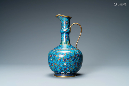 A Chinese cloisonne 'floral scroll' water jug, 18/19th