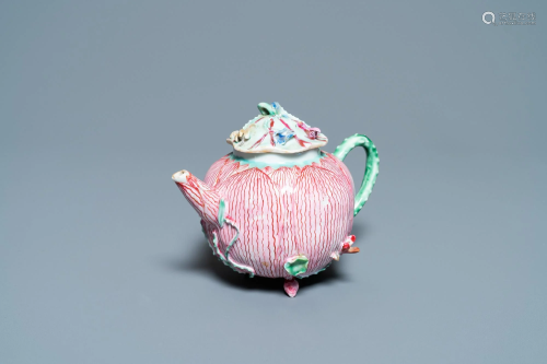 A Chinese famille rose 'lotus' teapot and cover,
