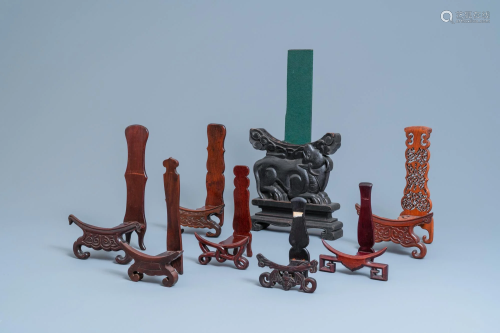 Eight Chinese carved wooden stands for dishes, 19/20th