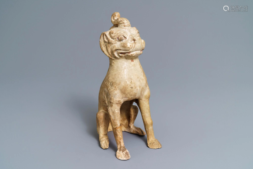 A Chinese pottery model of a qilin, Tang