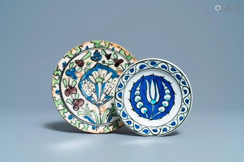 An Iznik 'tulip' dish and a documentary Damascus dish,