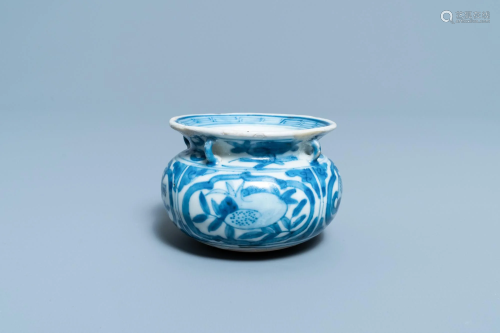 A small Chinese blue and white 'Taoist symbols' censer,
