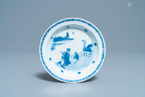 A Chinese blue and white ko-sometsuke plate for the