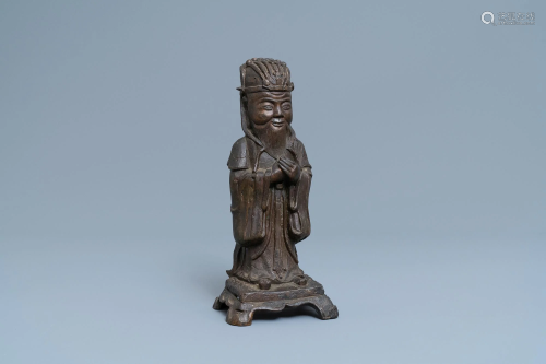 A Chinese bronze figure of Wenchang Wang with