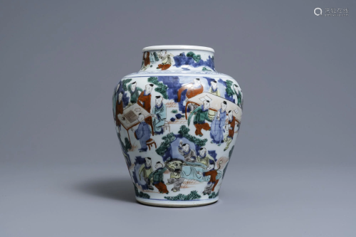 A Chinese wucai '100 boys' vase, Transitional period