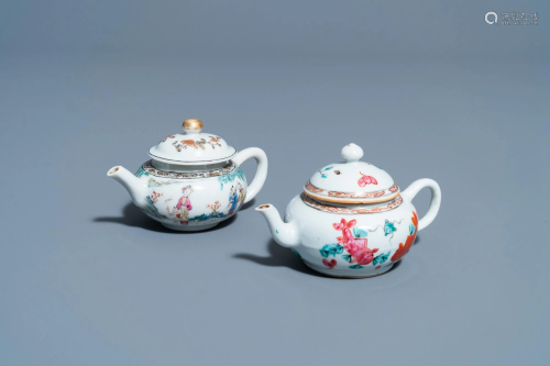 Two Chinese famille rose miniature teapots,