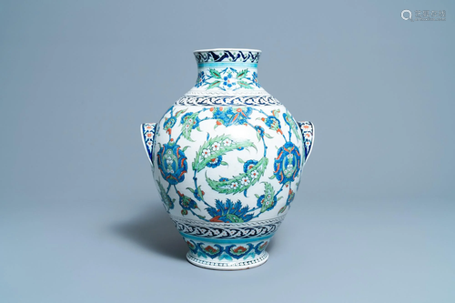 A large globular Iznik-style vase, Cantagalli, Italy,