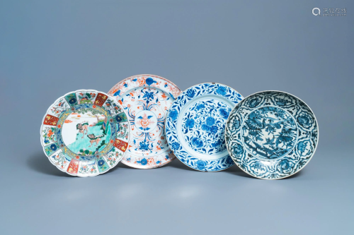 Four Chinese blue and white, Imari-style and famille