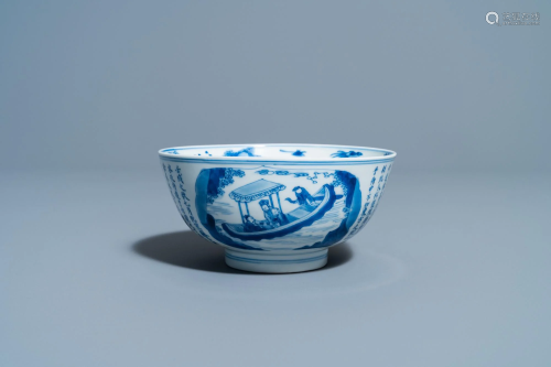 A Chinese blue and white 'Ode to the Red Cliff' bowl,