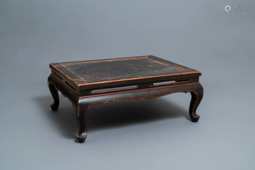 A Chinese black- and red-lacquered wooden 'dragon'