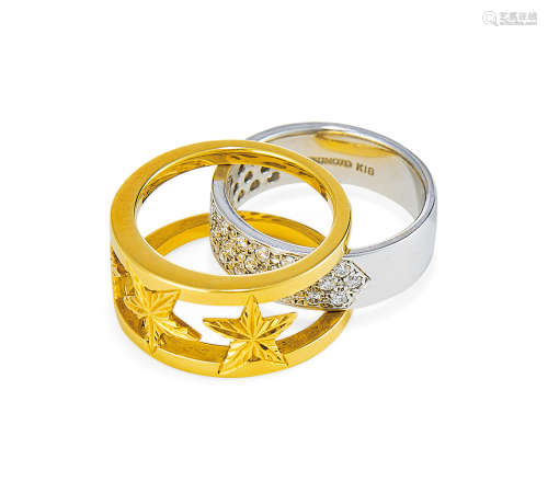 设计款五星黄金钻石戒指