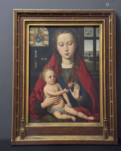 Huile sur panneau de métal : Vierge à l'enfant dans le goût ...