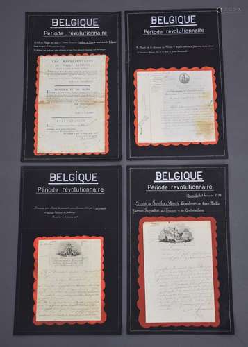 Lot de quatre courriers manuscrits. Belgique période révolut...