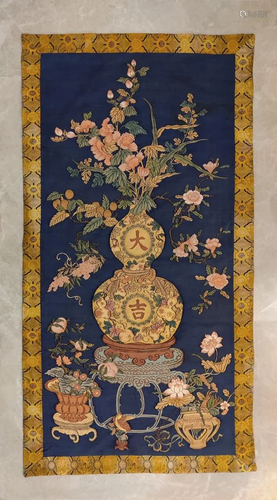 A K'O-SSU EMBROIDERY OF FLOWER ARRANGEMENT