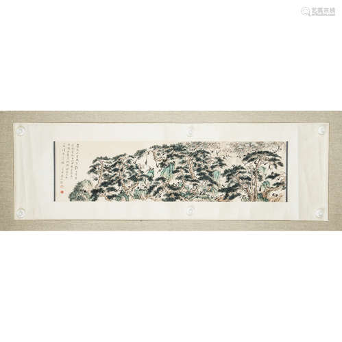 A chinese hundred apes painting scroll, pu ru