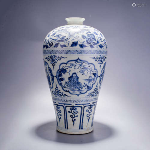 A blue and white figural meiping vase