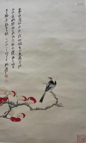 PAINTING OF A BIRD ON BRANCH, CHANG DAI-CHIEN