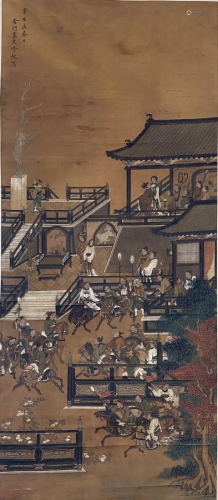 A 'NARRATIVE' HANGING SCROLL PAINTING, LENG MEI