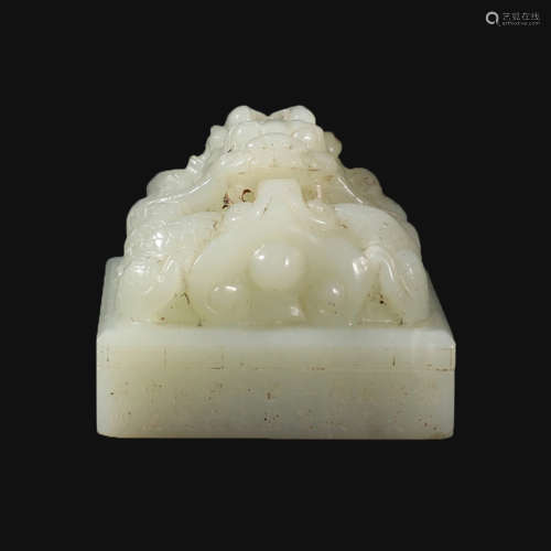 A hetian jade mythical beast seal