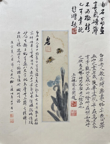 A PAINTING OF TWO BEES AND FLOWER, QI BAISHI