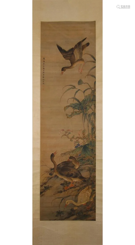 CHINESE PAINTING OF WILD GEESE, SHEN QUAN