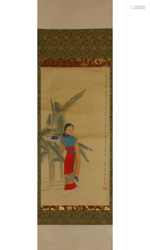 CHINESE PAINTING OF A LADY, LI QIUJUN