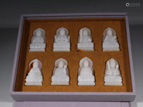 A SET OF JADE CARVING FIGURINES OF BUDDHA